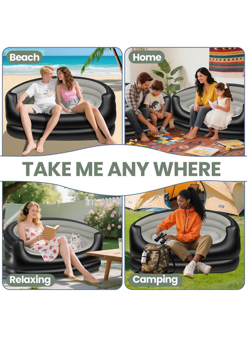 WALALLA Twin Size Inflatable Couch, Blow up couch, Flocked Surface Inflatable Chair for Adults, Portable Air Sofa Inflatable Couch, Waterproof Air Couch, Comfortable Blow up Couch for Camping - Image 4